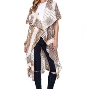 Umgee Multicolor Paisley Kimono Cardigan Duster Cover up SzM/L Boho Hippie NWOT